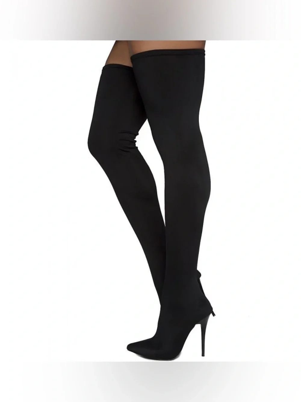 AKIRA Black Over-the-Knee Stretch heeled Boots